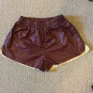 Comfy casual maroon pleather shorts Medium